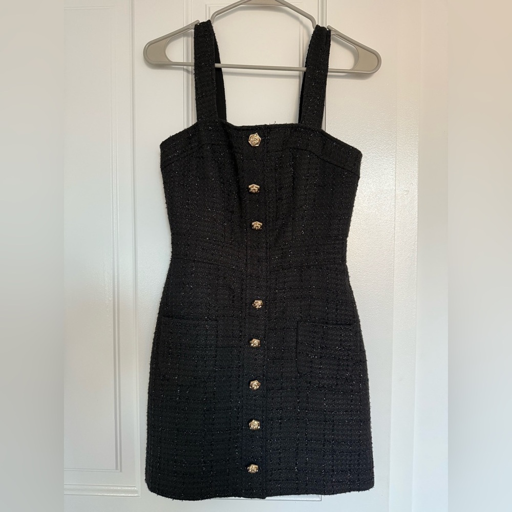 Amanda Uprichard Black and Gold Sheath Dress